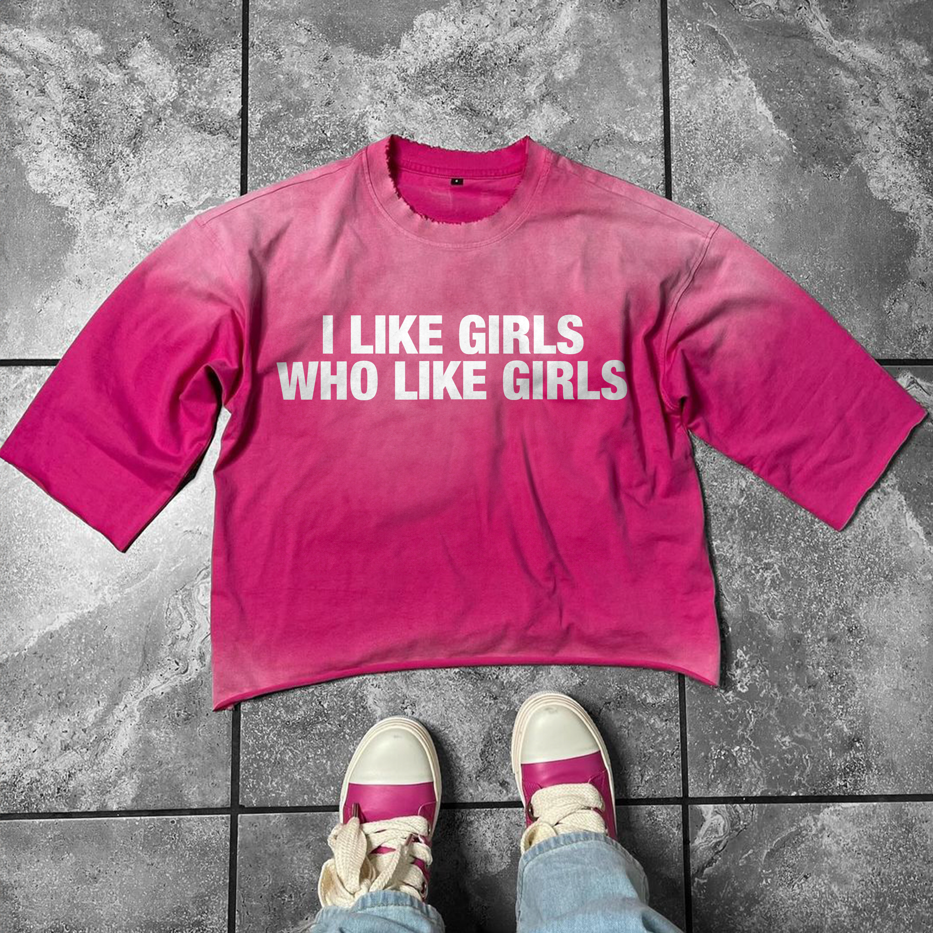I️ like girls heavy tee pink